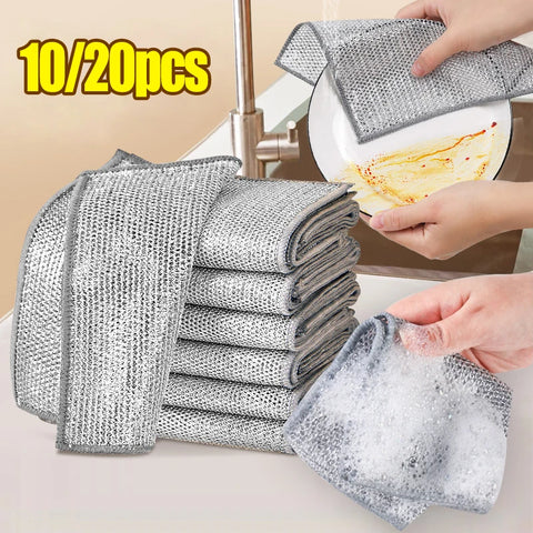 Microfiber Wash Towel Built-in Sponge Steel Wire Ball