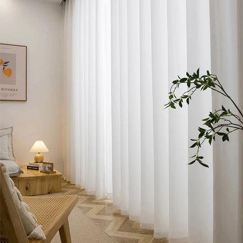 White Tulle Yarn Window Curtains